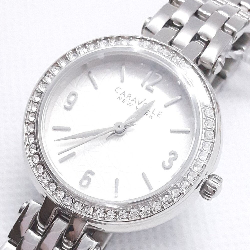 NEW With Tags Authentic Bulova Ladies Silver Tone and cz Watch - Picture 1 of 15